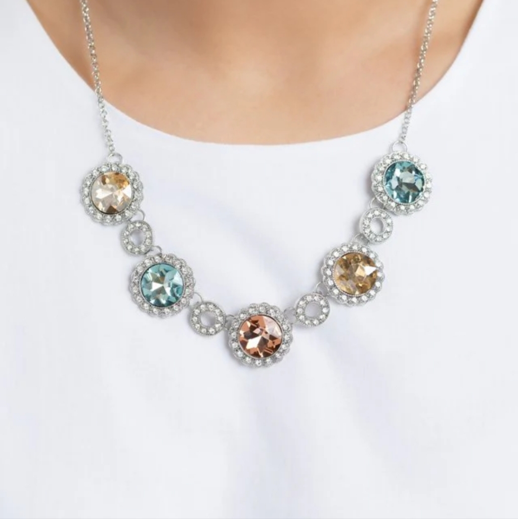 Silver Necklace With Crystal Accents